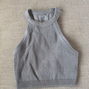 Aerie Gray Ribbed Crop Top